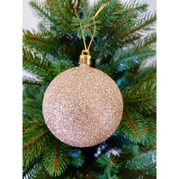 Новогодний шар "Блестки" Ø80мм бежевый, цена за набор 4шт